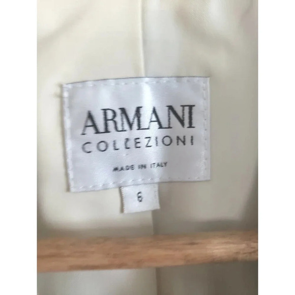 Armani Collezioni Blazer Women's 6 Tan Lined 3 Button Flax Blend Made In Italy - Picture 2 of 11